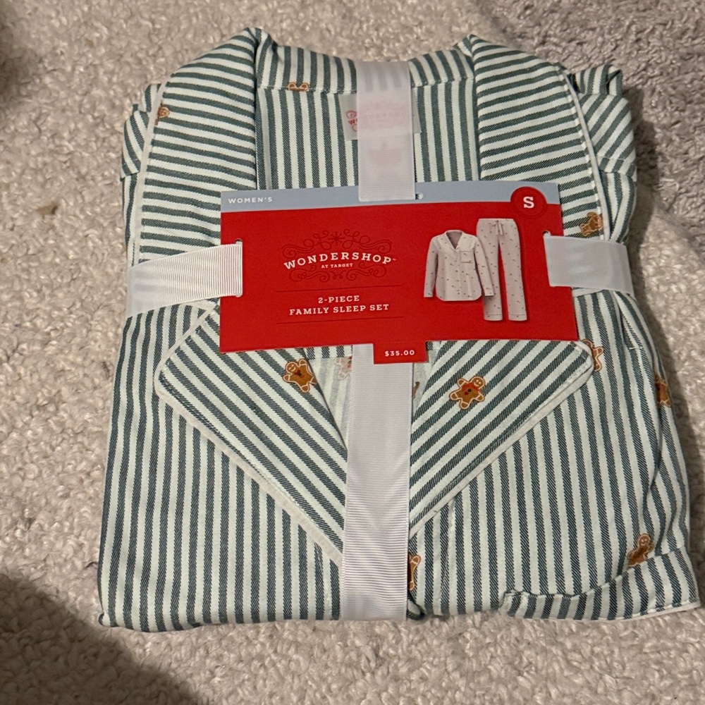 Wondershop Women's Gingerbread Striped Flannel Long Sleeve Shirt & Pants Pajama